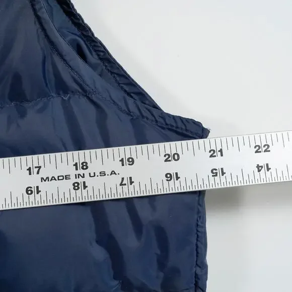 Vintage Woolrich Down Puffer Vest Suede Yoke Navy Brown Men’s Medium - Picture 7 of 11